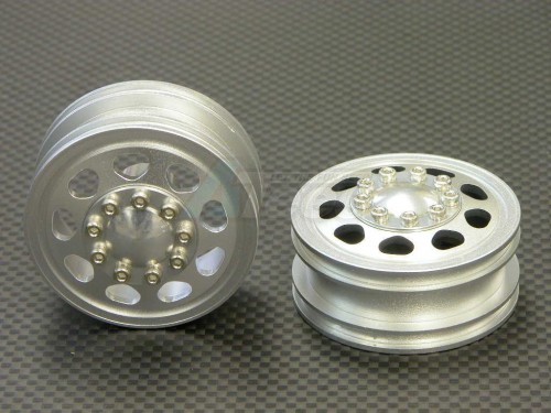 GPM Racing Tamiya 1/14 Truck MAN TGX Aluminum Front Wheel (9holes) - 1 Pair Silver