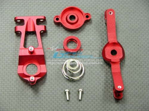 GPM Racing Traxxas Revo Aluminum Steering Assembly - 3pcs Set (With 2.3mm & 2.1mm Coil Springs - 2pcs) Red