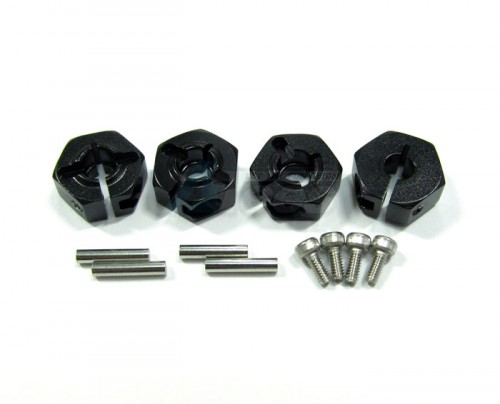 GPM Racing Tamiya CC01 Aluminum Wheel Hex Drive Adaptor With Pins & Screws 4 Pcs Set Black