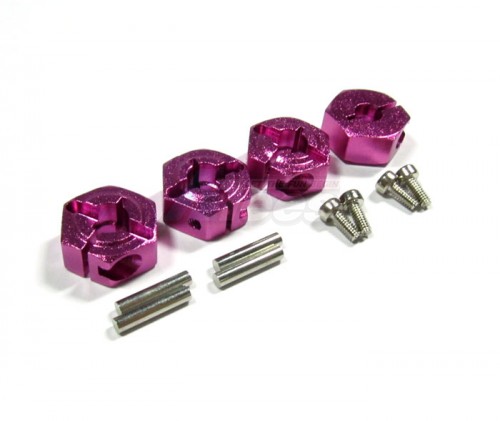 GPM Racing Tamiya CC01 Aluminum Wheel Hex Drive Adaptor With Pins & Screws 4 Pcs Set Pink