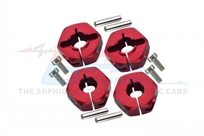 GPM Racing Tamiya TT-02 Aluminum Wheel Hex Drive Adaptor With Pins & Screws 4 Pcs Set Red