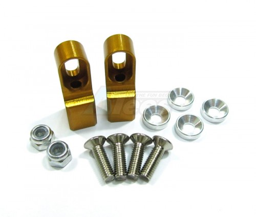 GPM Racing Tamiya TT-01 Aluminum Servo Mount With Collars + Lock Nuts + Screws 1 Pair Set Gold