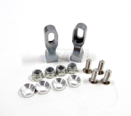 GPM Racing Tamiya F104 Aluminum Servo Mount With Collars + Lock Nuts + Screws 1 Pair Set Gun Metal