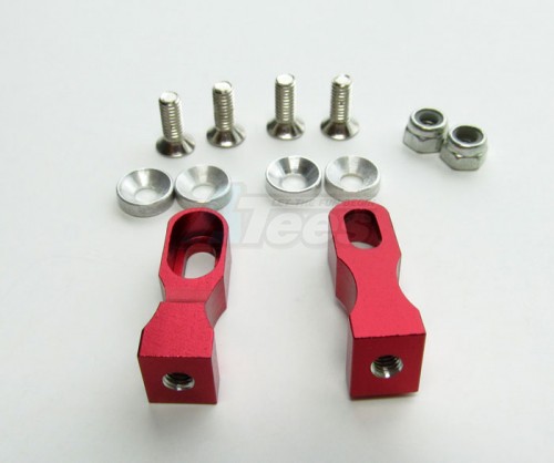 GPM Racing Tamiya TT-01 Aluminum Servo Mount With Collars + Lock Nuts + Screws 1 Pair Set Red