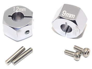 GPM Racing Tamiya TT-02B Aluminum Hex Adapter 12X9Mm - 2Pcs Set Gun Metal