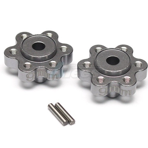GPM Racing Axial Yeti Aluminium 2.2 Wheel Hub Adapters (9Mm Thickness) - 1Pair Set Gun Metal