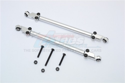 GPM Racing Axial Yeti Aluminum Rear Adjustable Chassis Rod -8Pc Set Silver