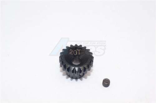 GPM Racing Axial Yeti Steel #45 Pinion Gear 32 Pitch 20T - 1Pc Set Black
