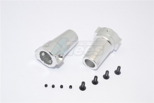 GPM Racing Axial Yeti Aluminium Straight Axle Adapter - 1Pair Set Silver