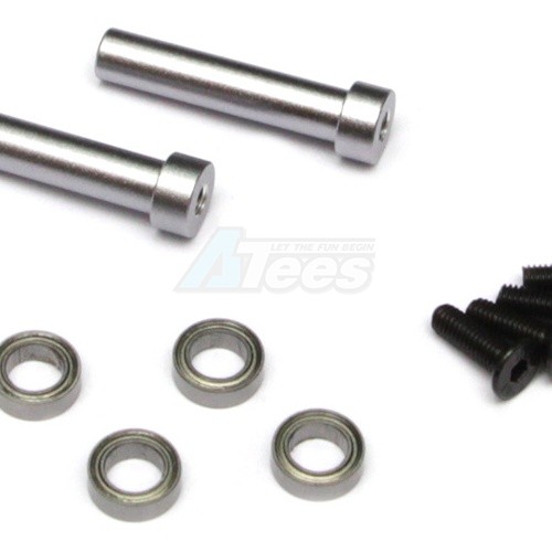 GPM Racing Axial Yeti Aluminium Steering Assembly Posts With Bearings - 2Pcs Set Silver