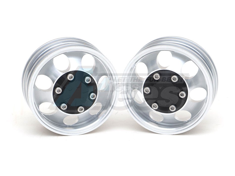 Hercules Hobby Miscellaneous All 1/14 Tractor Trucks Front Narrow Wheels (2 pcs) Version F Black