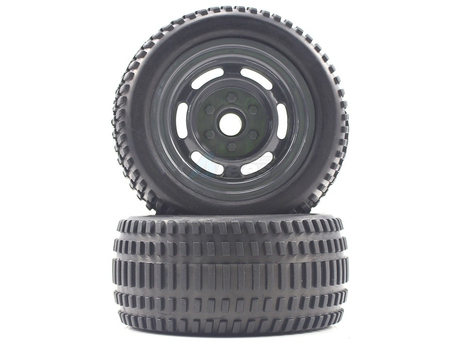 Himoto Himoto E12 Truggy Black Front Tires&Rims 2P