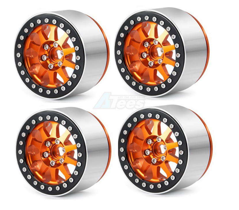 Hobby Details Miscellaneous All 2.2 Inch Aluminium Water-Hollow Beadlock Crawler Wheels 4pcs/set Orange