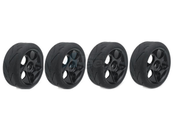 Hobby Details Miscellaneous All 1/8 Buggy 5 Star On Road Wheel Tire Set 4pcs/set Black