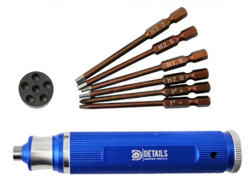 Hobby Details Miscellaneous All 6-in-1 Caddy Wrench Set Hex 1.5/2.0/2.5/3.0mm HSS Tips Blue