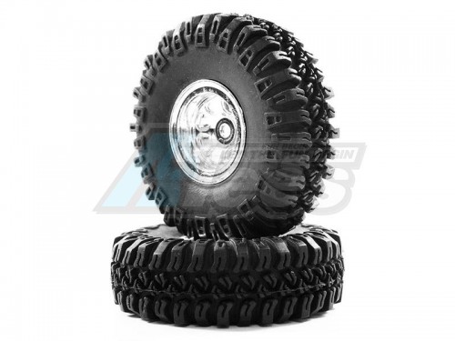 Hobby Plus Hobby Plus CR-18 CR-18 1.0 Grabber M/T Tire Set Chrome Wheel (4)