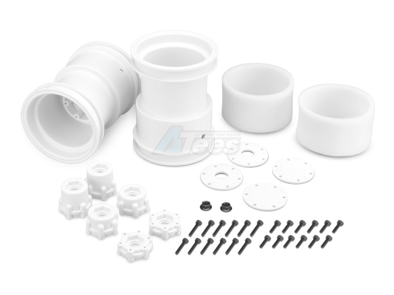 JConcepts Miscellaneous All Tribute - 2.6 x 3.6 Inch Monster Truck Wheel w/ Adaptors - 2pc White