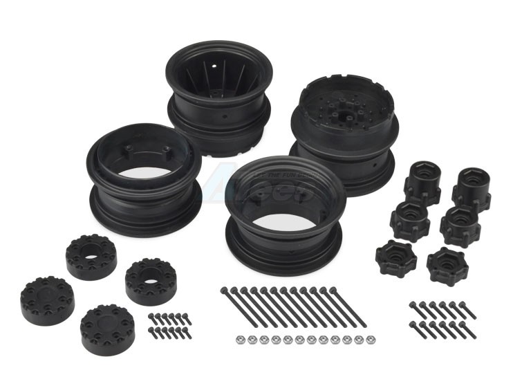 JConcepts Miscellaneous All Krimson Dually - 2.6 Inch Dual Truck Wheels w/ Adaptors, Covers - 2pc Black