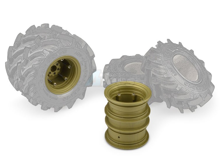 JConcepts Miscellaneous All Krimson Dually - 2.6 Inch Dual Truck Wheels w/ Adaptors, Covers - 2pc Gold