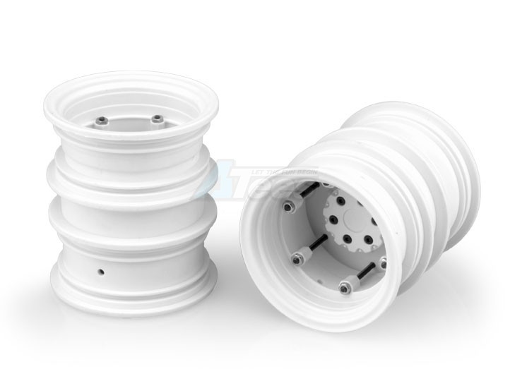 JConcepts Miscellaneous All Krimson Dually - 2.6 Inch Dual Truck Wheels w/ Adaptors, Covers - 2pc White