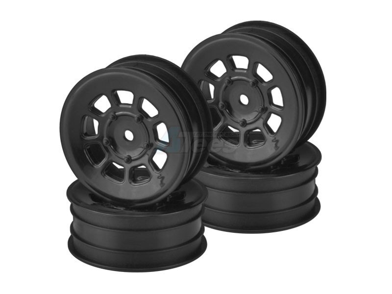 JConcepts Miscellaneous All 9 Shot 2.2 Inch Front Wheel Fit for B6.1 | YZ2 | XB2 | RB7 | KC, KD - 4pc Black
