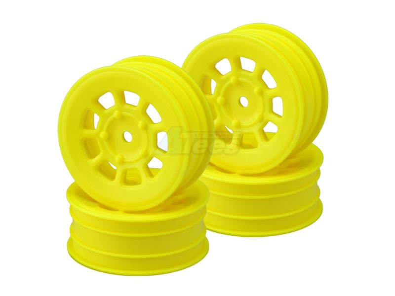 JConcepts Miscellaneous All 9 Shot 2.2 Inch Front Wheel Fit for B6.1 | YZ2 | XB2 | RB7 | KC, KD - 4pc Yellow