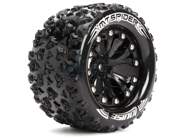 Louise RC Traxxas Rustler VXL Louise 1/10 MT-Spider Traxxas Style Bead 2.8 Monster Truck Tire Soft Compound / Black Rim / 0 Offset (rear)