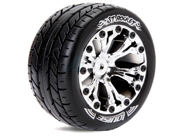 Louise RC Traxxas Stampede VXL Louise 1/10 ST-Rocket Bead Traxxas Style Bead 2.8 Stadium Truck Tire Soft Compound / Chrome Rim / 0 Offset (for EP Stampede 2WD Front)