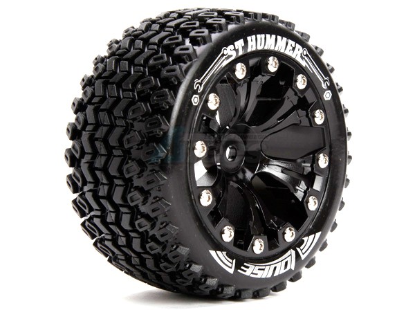 Louise RC Traxxas Stampede VXL Louise 1/10 St-hummer Traxxas Style Bead 2.8 Stadium Truck Tire Soft Compound / Black Rim / Bearing (for Gp Stampede 2wd Front)