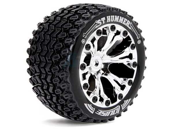 Louise RC Traxxas Stampede VXL Louise 1/10 St-hummer Bead Traxxas Style Bead 2.8 Stadium Truck Tire Soft Compound / Chrome Rim / 0 Offset (for Ep Stampede 2wd Front)
