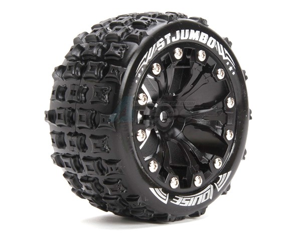 Louise RC Traxxas Stampede VXL 1/10 ST-JUMBO 2.8 Stadium Truck Wheel + Tire Set Traxxas Style Bead Soft Compound / Black / Bearing (for Jato 2wd Front)