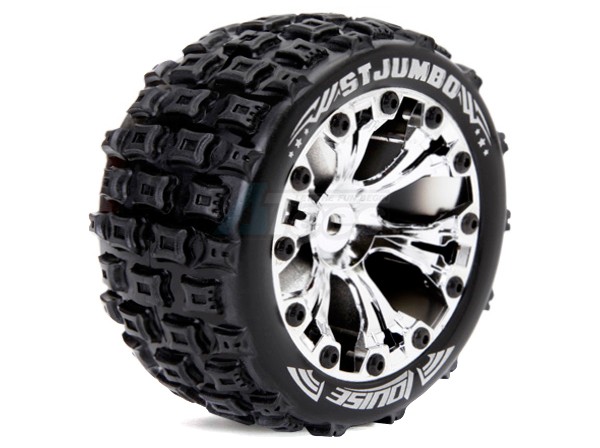 Louise RC Traxxas Stampede VXL 1/10 ST-JUMBO 2.8 Stadium Truck Wheel + Tire Set Traxxas Style Bead Soft Compound / Chrome / 1/2 Offset (for Jato 2wd Rear)