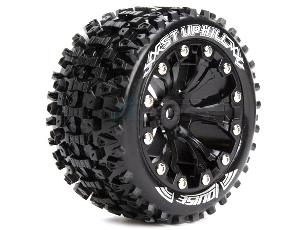 Louise RC Traxxas Stampede VXL 1/10 ST-UPHILL 2.8 Inch 2WD Stadium Truck Wheel + Tire Set Traxxas Style Bead Soft Compound / Black / With Bearing