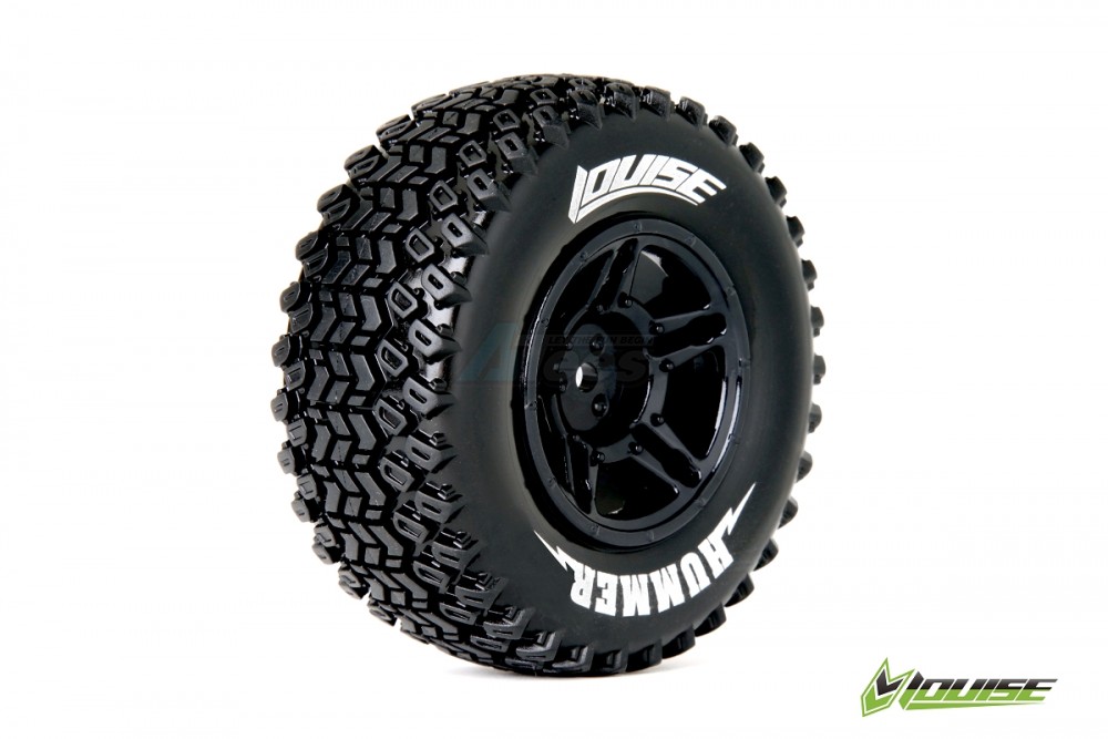 Louise RC Traxxas Slash SC-HUMMER 1/10 Short Course Wheel + Tire Set Mounted Soft (Black) for SLASH 2WD Front