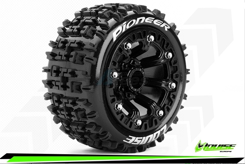 Louise RC Miscellaneous All Pioneer 1/16 Truggy Tire Set Mounted Black 2.2 Wheels