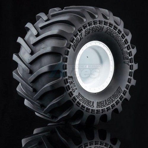 MST Miscellaneous All Monster Truck Wheels W/ Monster Truck Tire 2Pc White