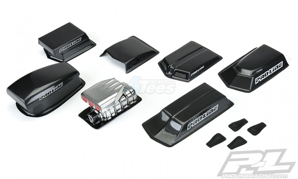 Pro-Line Racing Miscellaneous All No Prep Drag Racing Optional Hood Scoops and Blowers (Clear)