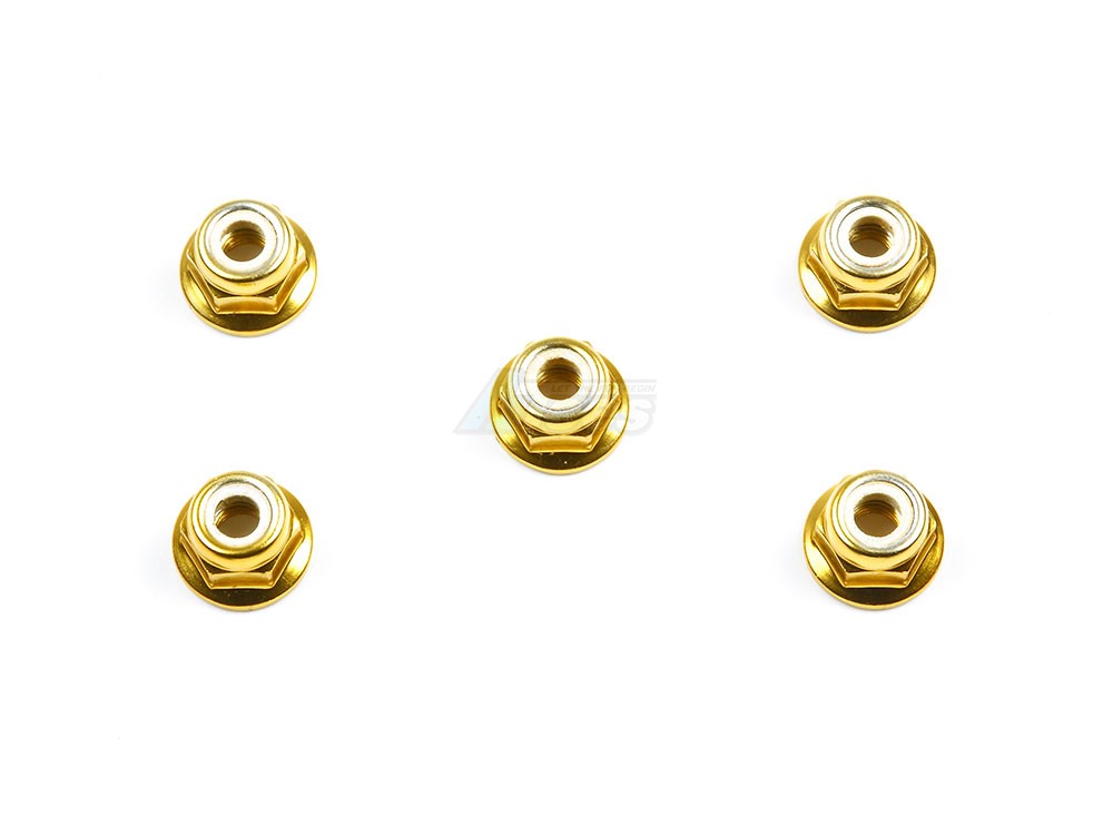 Tamiya Tamiya CC01 Anodized Flange Lock Nuts 4mm (Gold 5pcs)