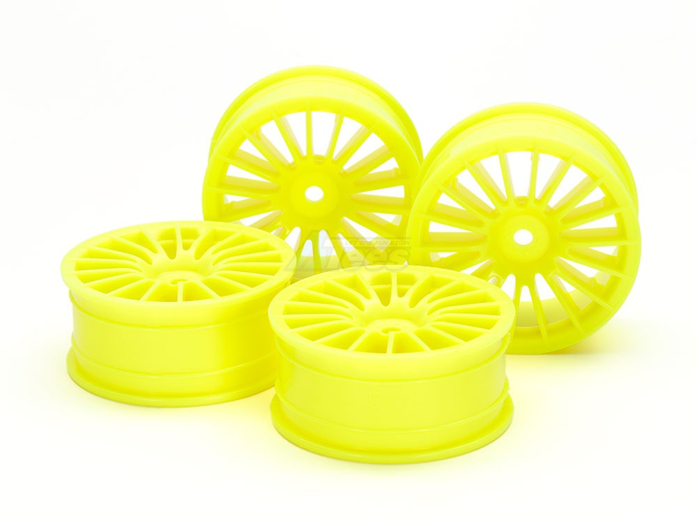 Tamiya Miscellaneous All RC 24MM Med-Narrow 18Sp Wheels Yellow/Offset 0 (4Pcs)