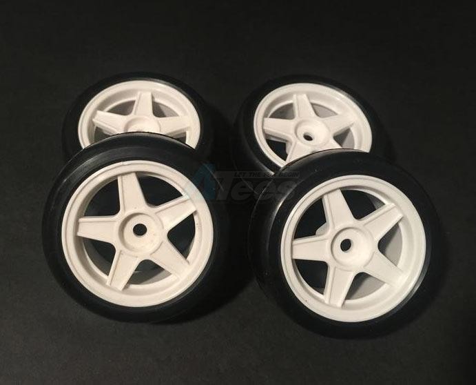Team Powers Miscellaneous All Mini Rubber Tire Set (Pre-Glued 32R 1Set 4Pcs) White