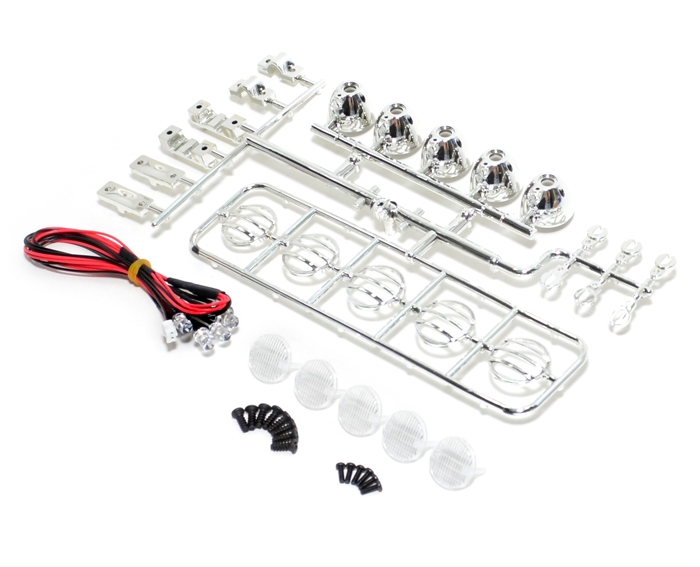 Team Raffee Co. Miscellaneous All 1/10 LED Crawler Roof Light Bar Set (5 Spotlight) Silver