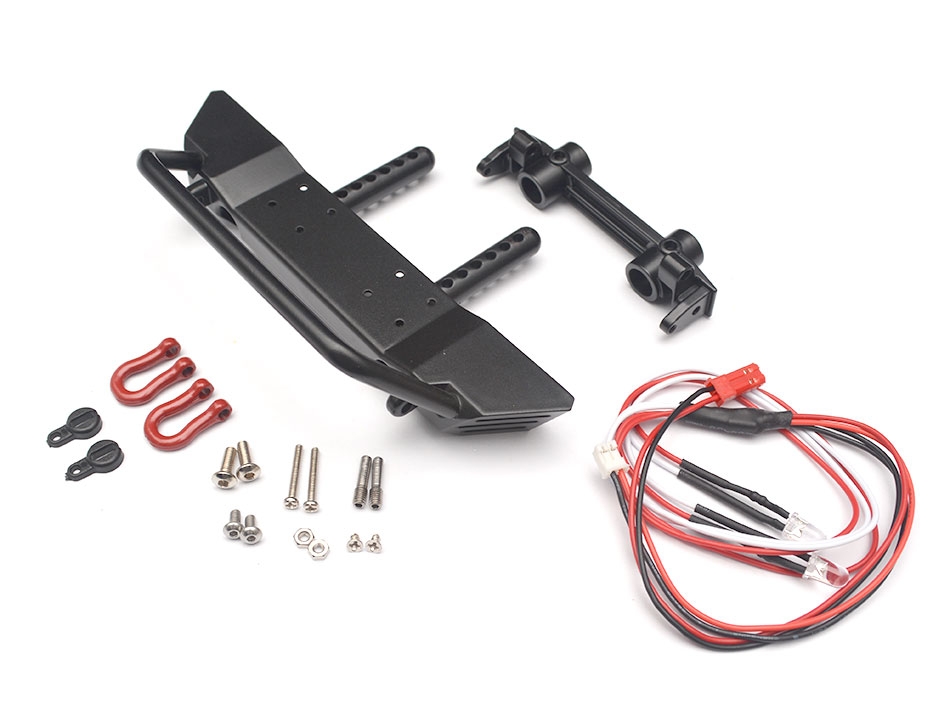 Team Raffee Co. Axial SCX10 Realistic Metal Front Bumper with Towing Hooks - 1 Set Black