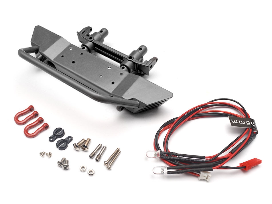 Team Raffee Co. Axial SCX10 Realistic Metal Front Bumper with Towing Hooks - 1 Setet Gun Metal