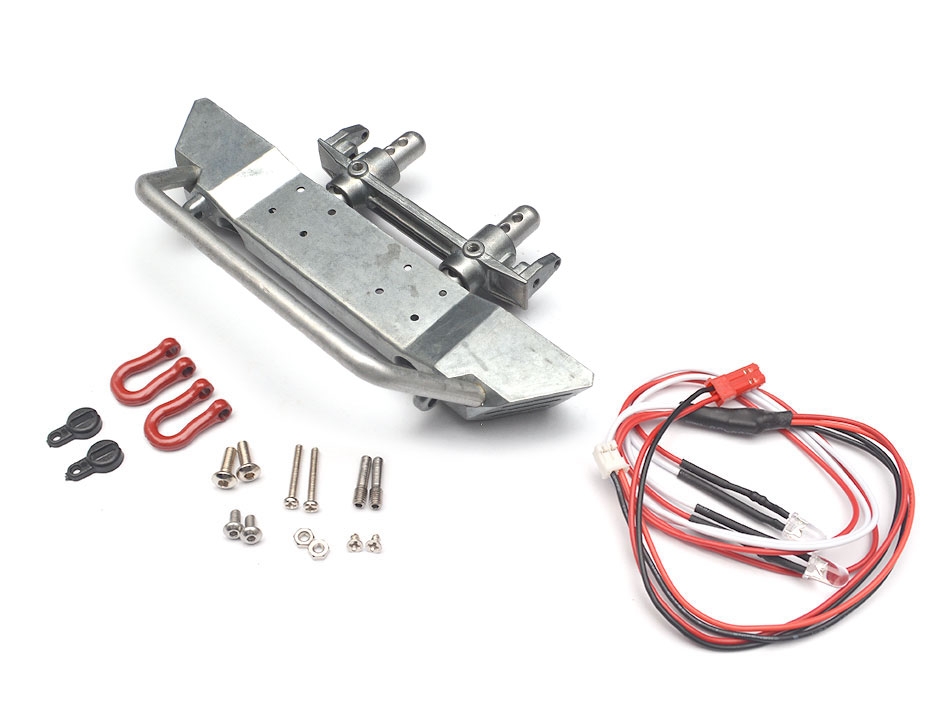 Team Raffee Co. Axial SCX10 Realistic Metal Front Bumper with Towing Hooks - 1 Set Silver