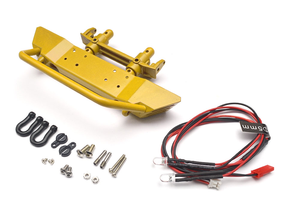 Team Raffee Co. Axial SCX10 Realistic Metal Front Bumper with Towing Hooks - 1 Set Yellow