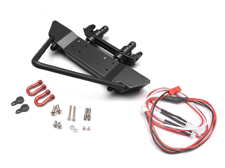 Team Raffee Co. Axial SCX10 Realistic Metal Front Bumper with Towing Hooks - 1 Set Black