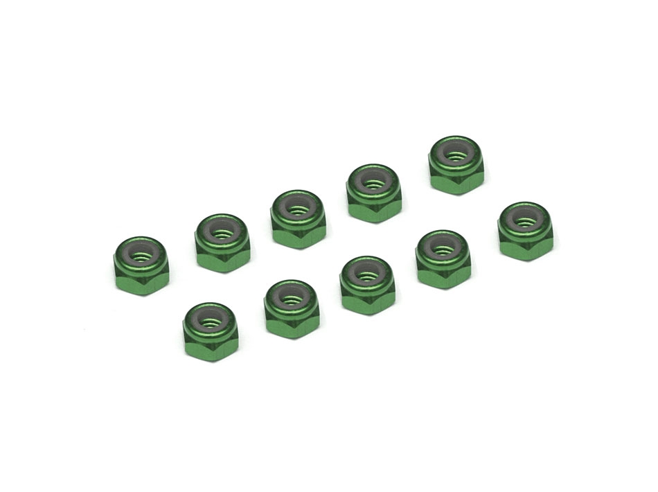 Team Raffee Co. Miscellaneous All 3MM Aluminum Lock Nuts - 10 pcs Dark Green