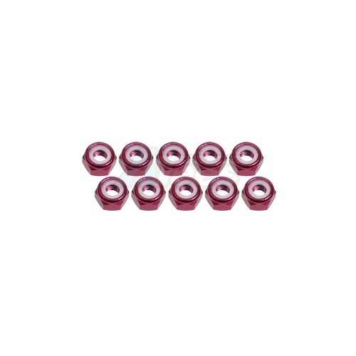 3Racing Miscellaneous All 4mm Aluminum Lock Nuts (10 Pcs) - Red