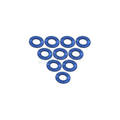 3Racing Miscellaneous All Aluminium M3 Flat Washer 0.5mm (10 Pieces) Blue