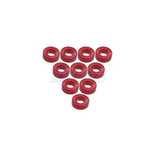 3Racing Miscellaneous All Aluminium M3 Flat Washer 2.0mm (10 Pieces) Red